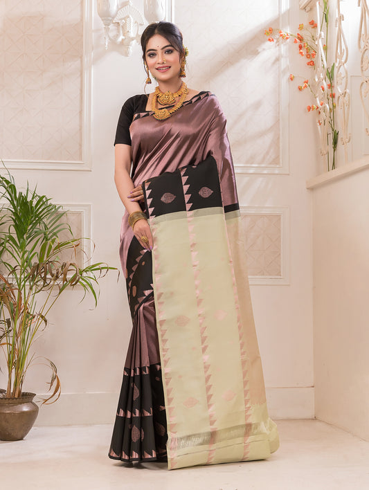 Rohini - Rouge pink weave with lotus zari and rich pallu