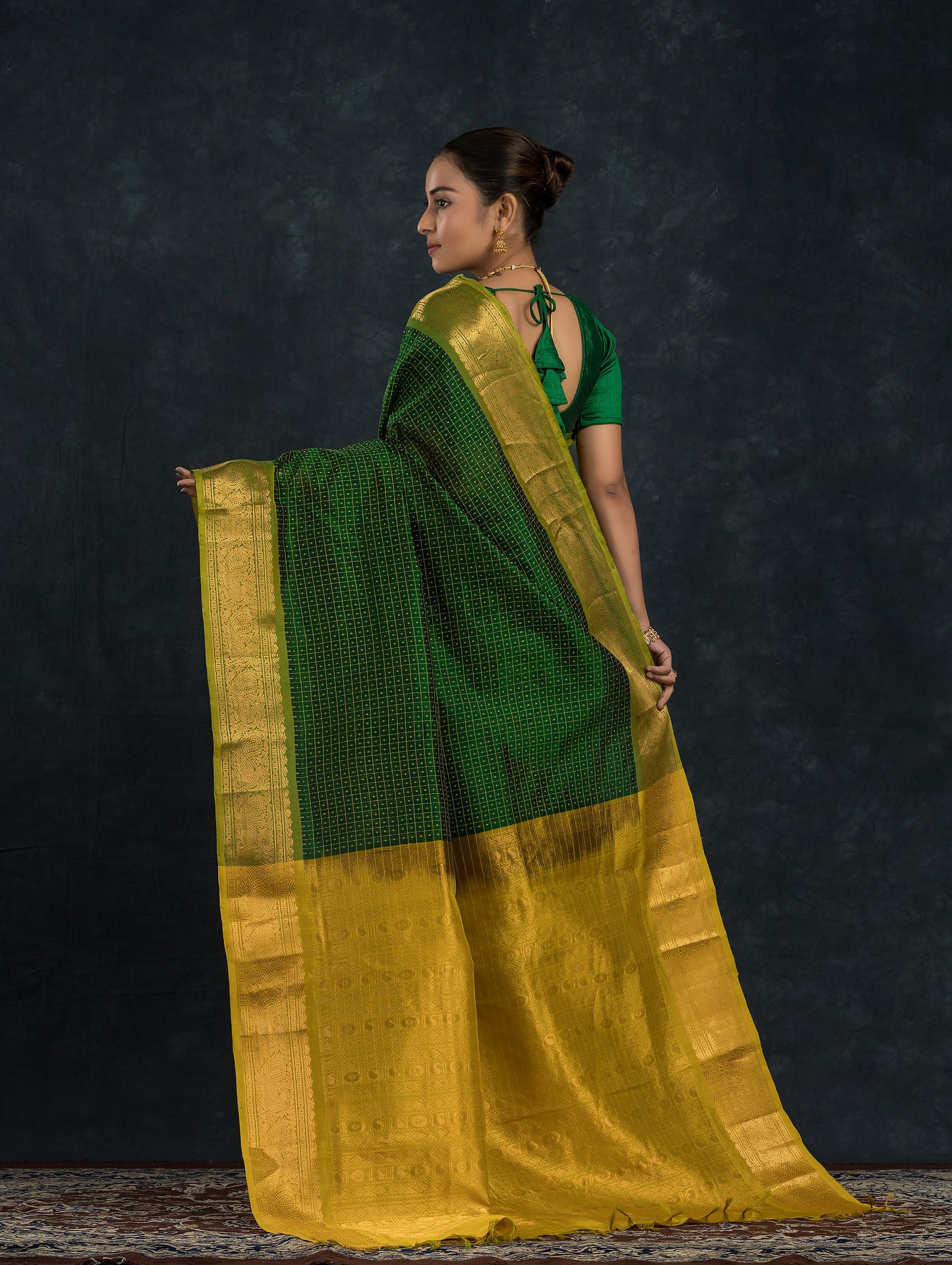 Handloom Korvai Silk Cotton Saree | Moss Green