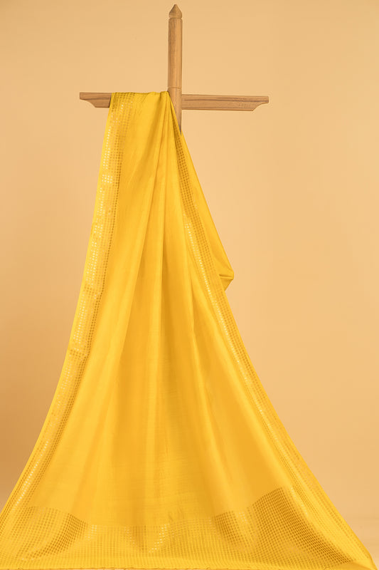 Hand Made Jamdani Saree With Golden Yellow - 100