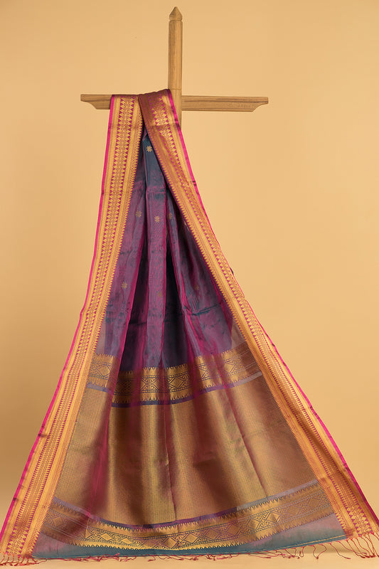 Hand Made Jamdani Saree With Shaded Wine Purple - 086