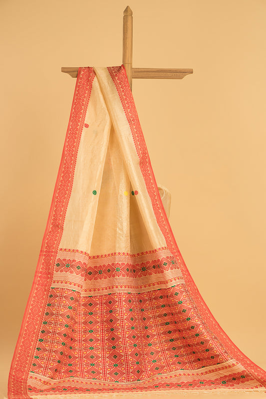 Hand Made Jamdani Saree With Light Yellow - 087