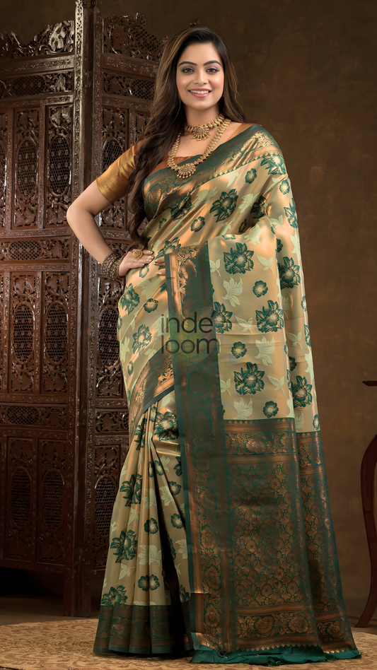 Jade Green Cotton Silk Saree - 018