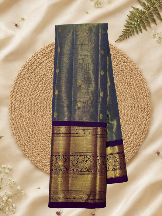 Handwoven Pure Gadwal Silk Saree | Moss Green
