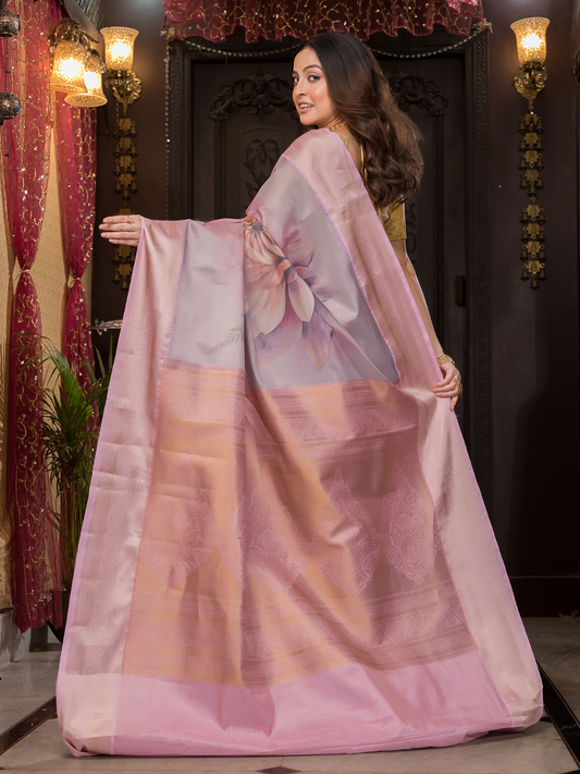 Lavanyam - Graceful purple weave with temple zari