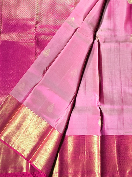 Traditional Kanjivaram Semi Silk Sarees | Blush Pink