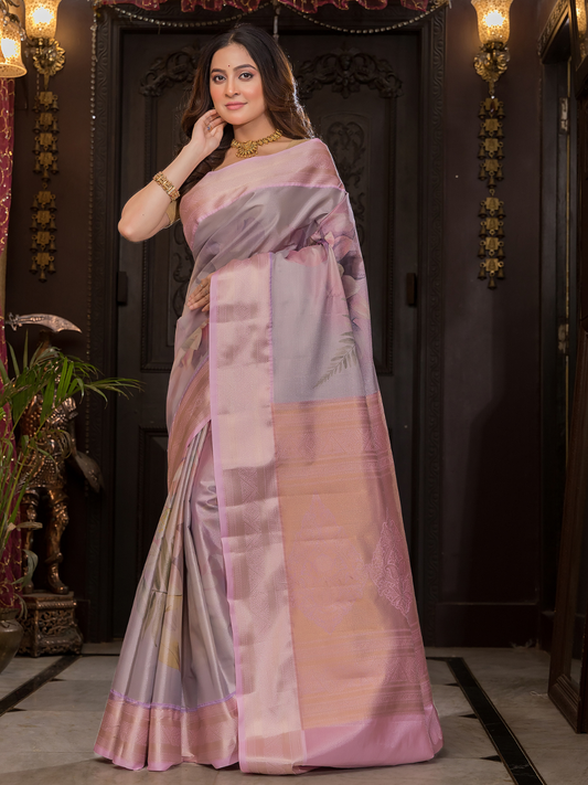 Lavanyam - Graceful purple weave with temple zari