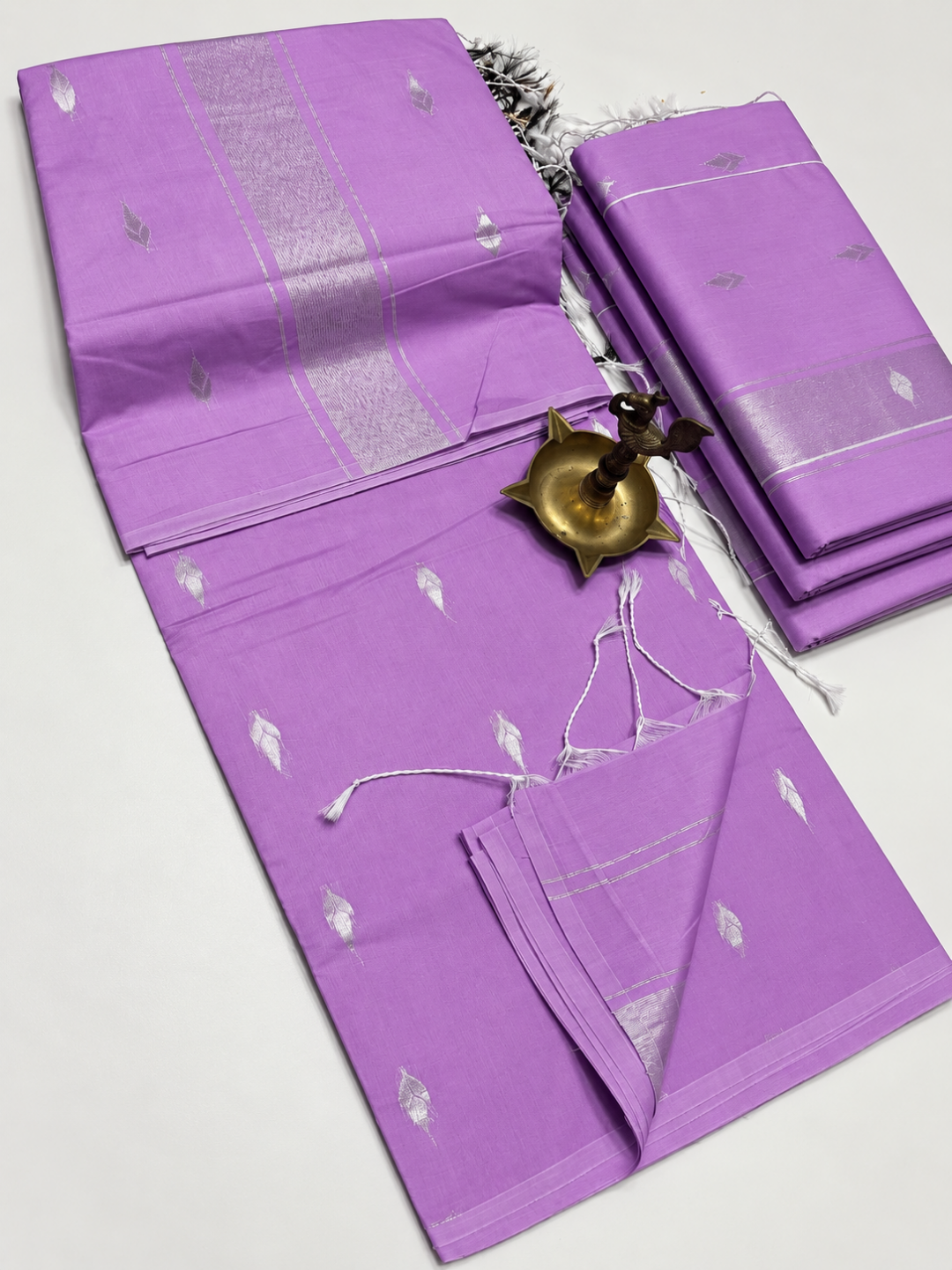 Maheshwari Silk Cotton Saree – Festive Elegance | Lilac Purple