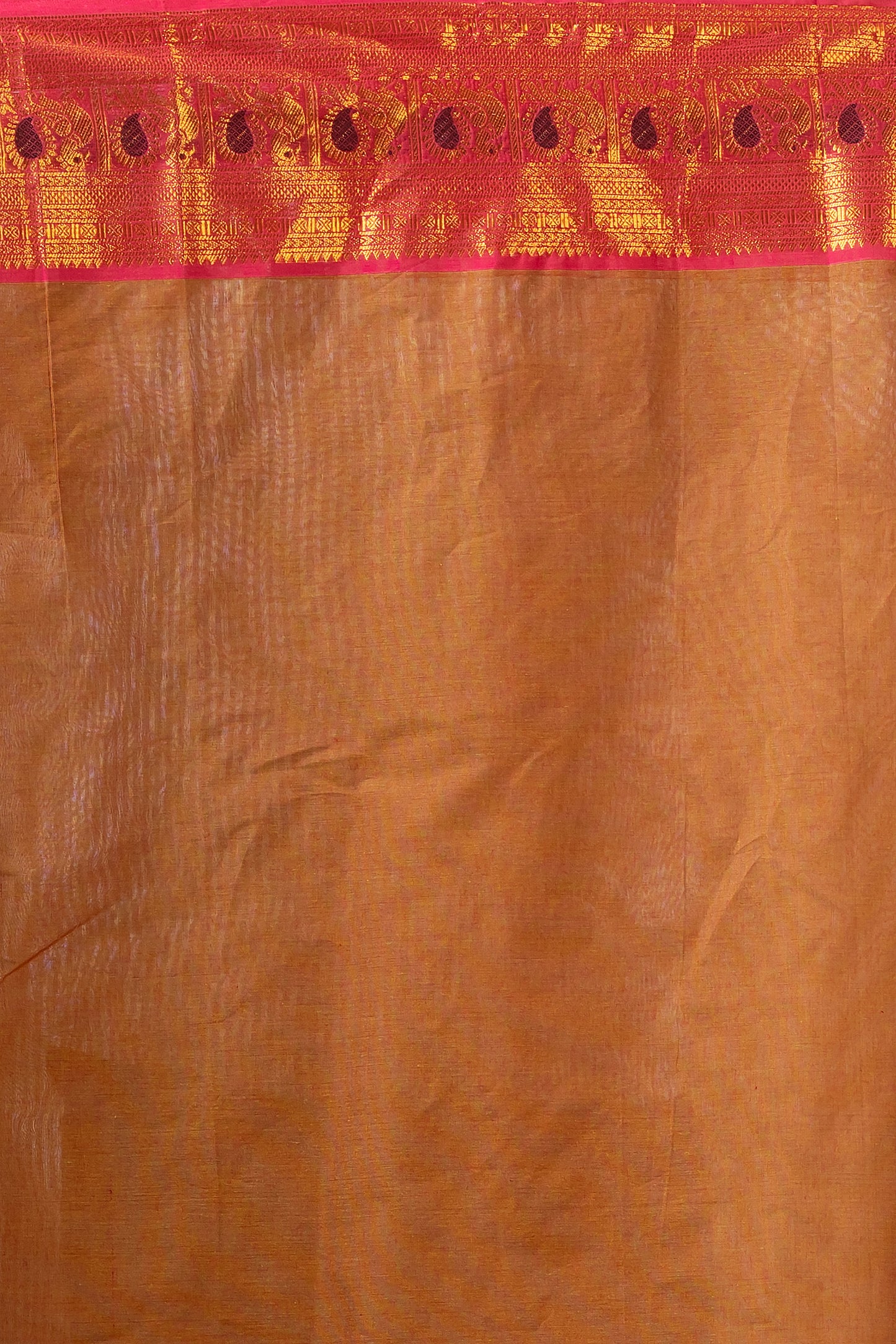 Traditional Chettinad Cotton Saree | Copper Brown