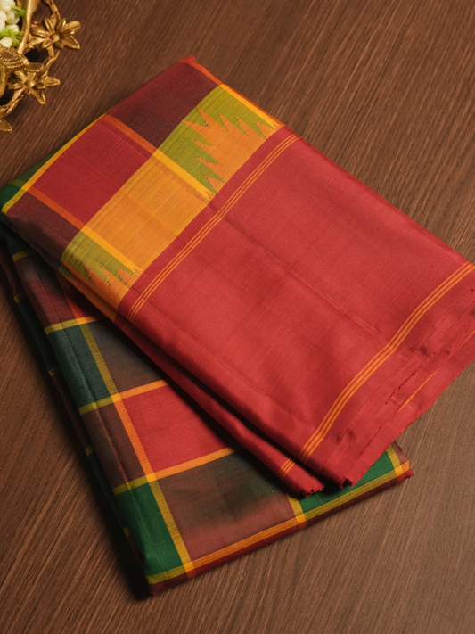 Silk Mark Certified Handloom Kanjivaram Silk Saree | Brick Red