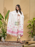 Snow White Jamdani 2-Piece Set Kurti & Dupatta (UNSTITCHED) -718
