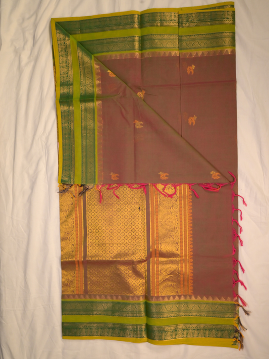 Kanchi Cotton|Dual Tone Green & Leaf green/ Green