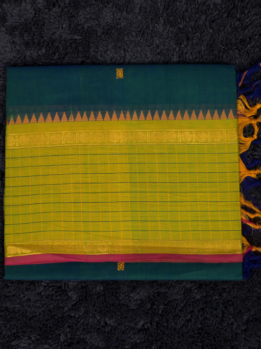 Kanchi Cotton|Aqua Green & Leaf Yellow