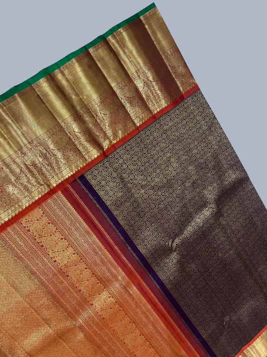 Pure Handwoven Gadwal Silk Saree in Plum Purpule - 007