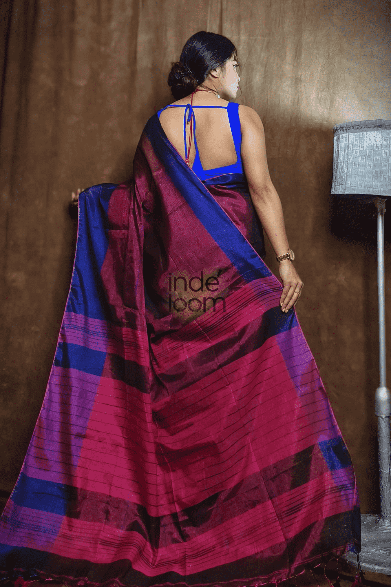 Cotton Silk Saree with Olive Green -005 - indeloom