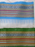 Ocen Blue & Greeen Handloom Vidarbha Tussar Silk Saree with Multicolor Contrast Border -076