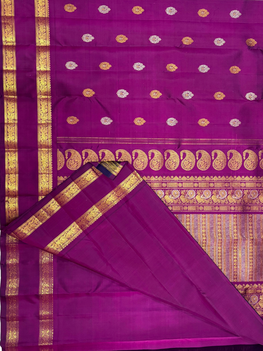 Handwoven Pure Gadwal Silk Saree | Mulberry Purple