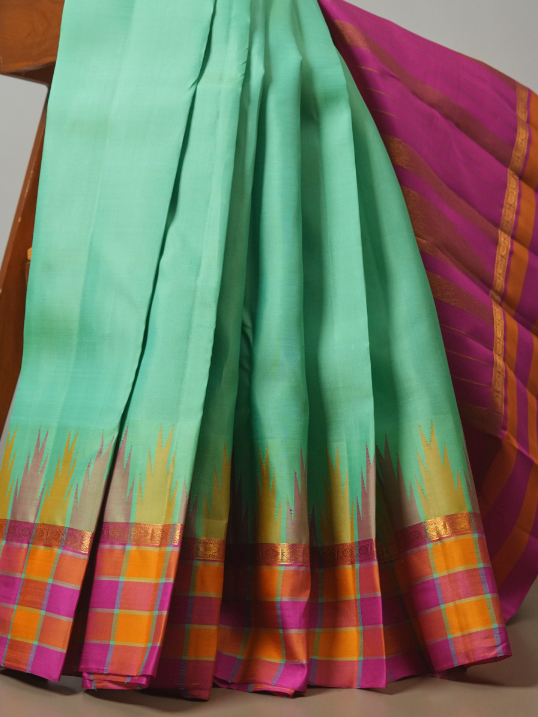 Silk Mark Certified Handloom Kanjivaram Silk Saree | Seafoam Teal