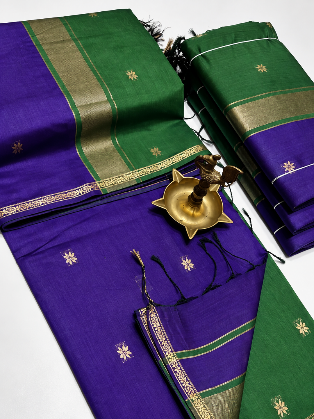 Maheshwari Silk Cotton Saree – Festive Elegance | Indigo Blue