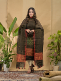 Army Green Jamdani 2-Piece Set Kurti & Dupatta (UNSTITCHED) -720