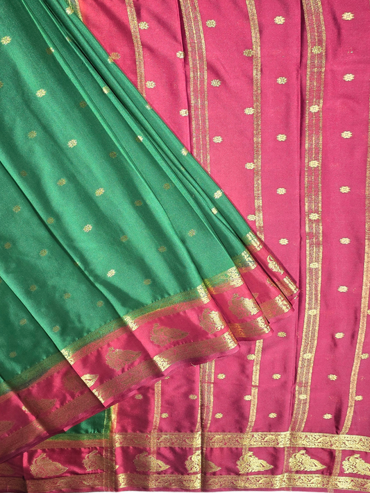 Classic Mysore Semi Silk Saree | Bottle Green
