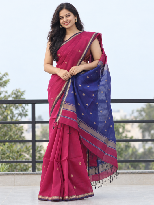 Maheshwari Silk Cotton Saree – Festive Elegance | Pink