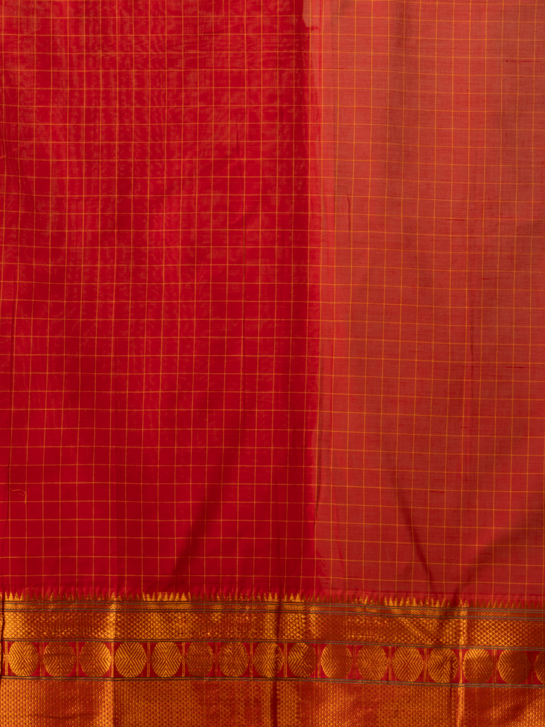 Traditional Narayanpet Cotton Saree | Classic Red