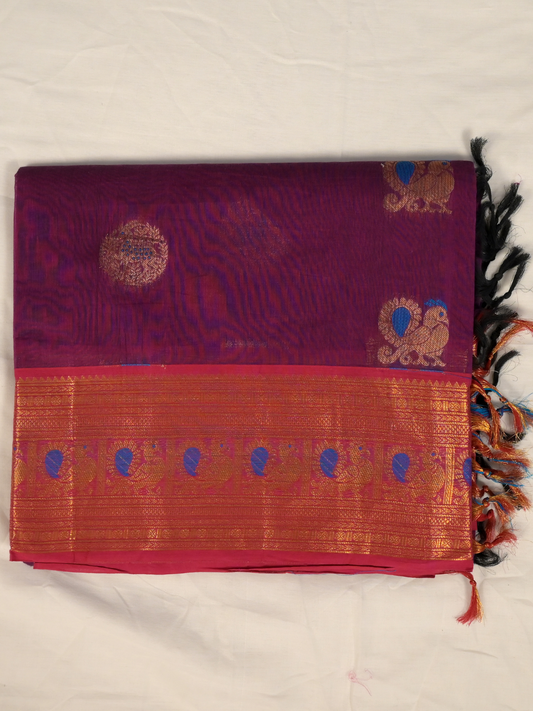 Kanchi Cotton|Purple & Pink