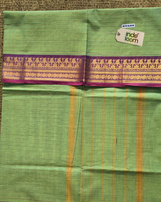 Kanchi Cotton|Aqua Green & purple