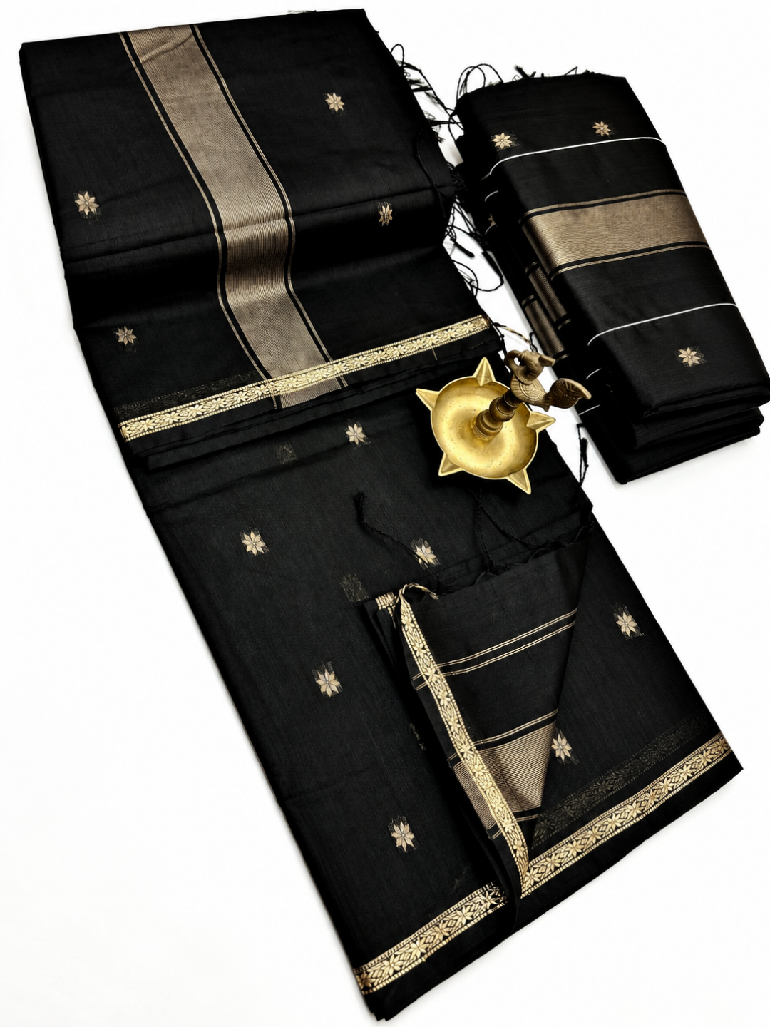 Maheshwari Silk Cotton Saree – Festive Elegance | Black