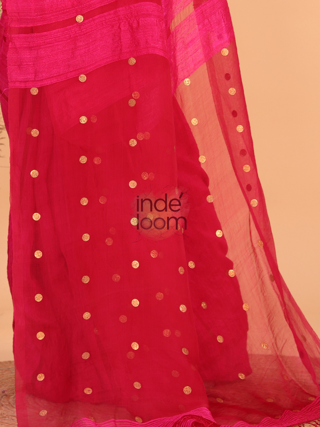 Matka Silk Saree With Dark Pink - 152
