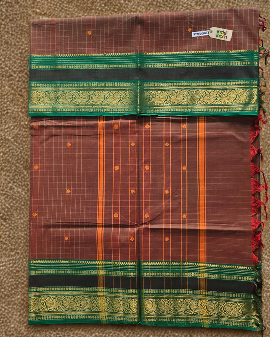 Kanchi Cotton|Olive green & Green