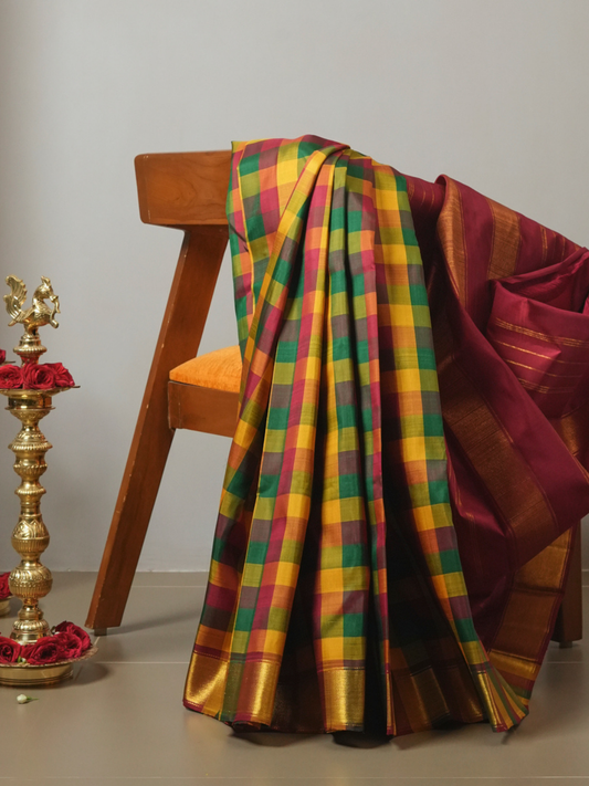 Kanjivaram Saree in Paalum Pazhamum checks
