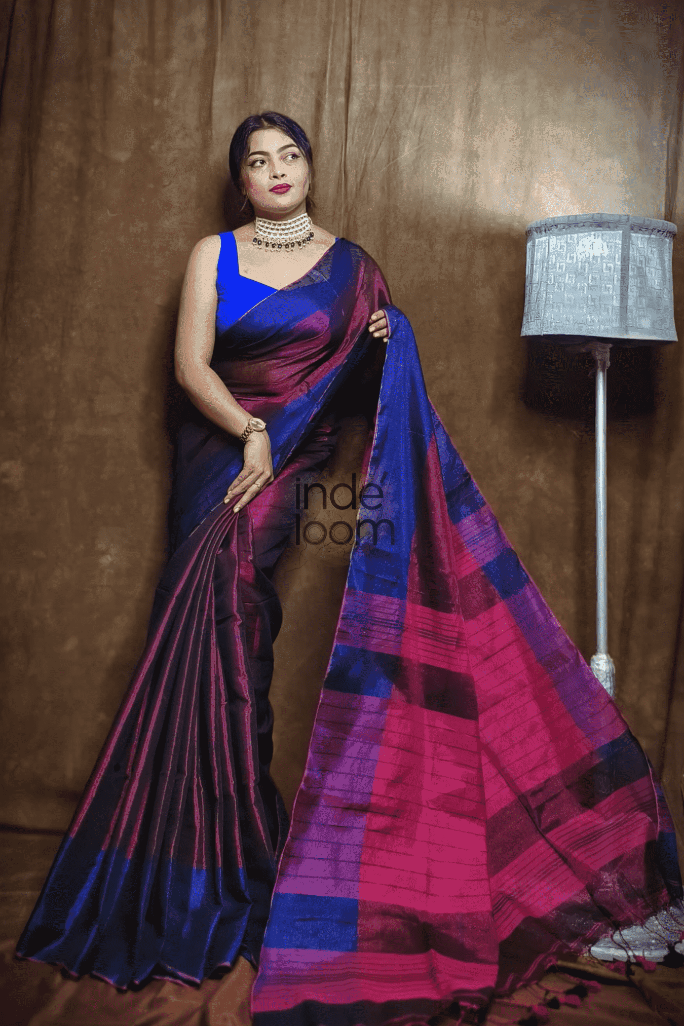 Cotton Silk Saree with Olive Green -005 - indeloom
