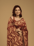 Umber Brown Cotton Silk Jamdani Saree - 022