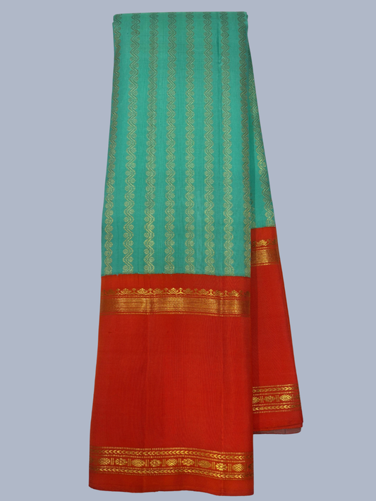Pure Handwoven Gadwal Silk Saree With Mint Green - 018