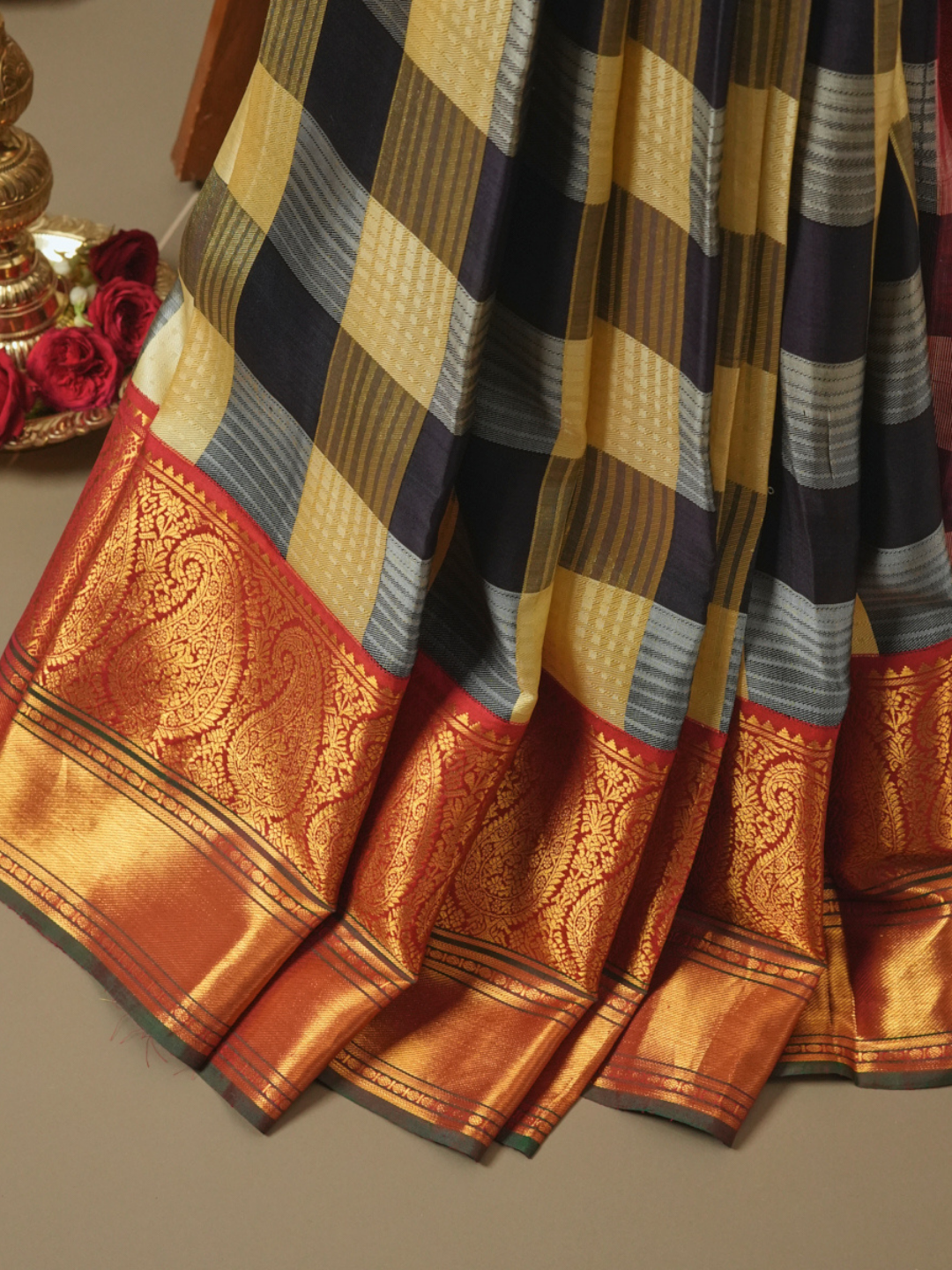 Silk Mark Certified Handloom Kanjivaram Silk Saree | Midnight Black