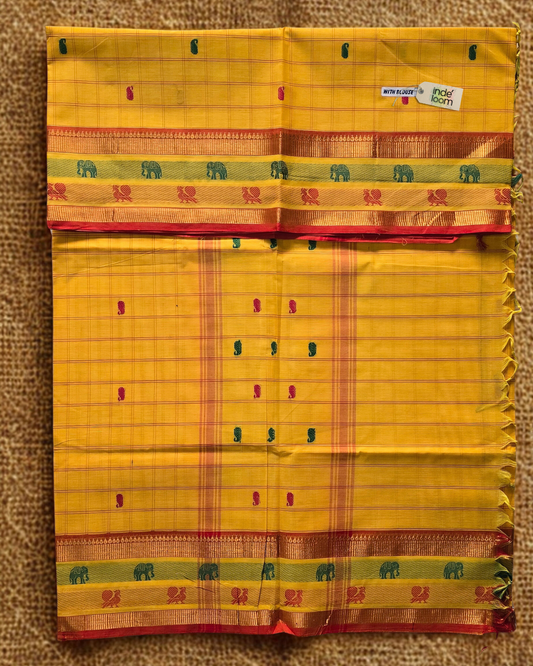 Kanchi Cotton|Bright Yellow & Orange