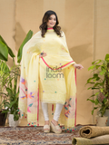 Pale Yellow Jamdani 2-Piece Set Kurti & Dupatta (UNSTITCHED) -726