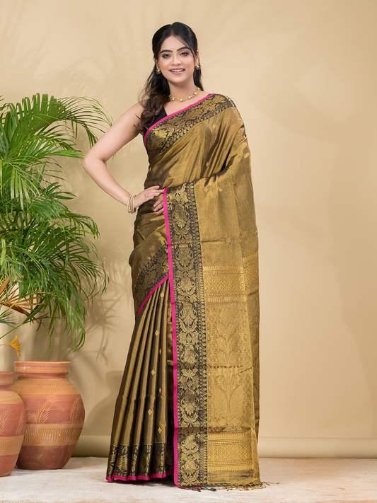 Tissue Silk With Shaded Golden Brown - 035