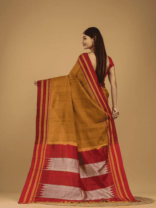 Pure Ilkal Saree With Dijon yellow and Red border - 045