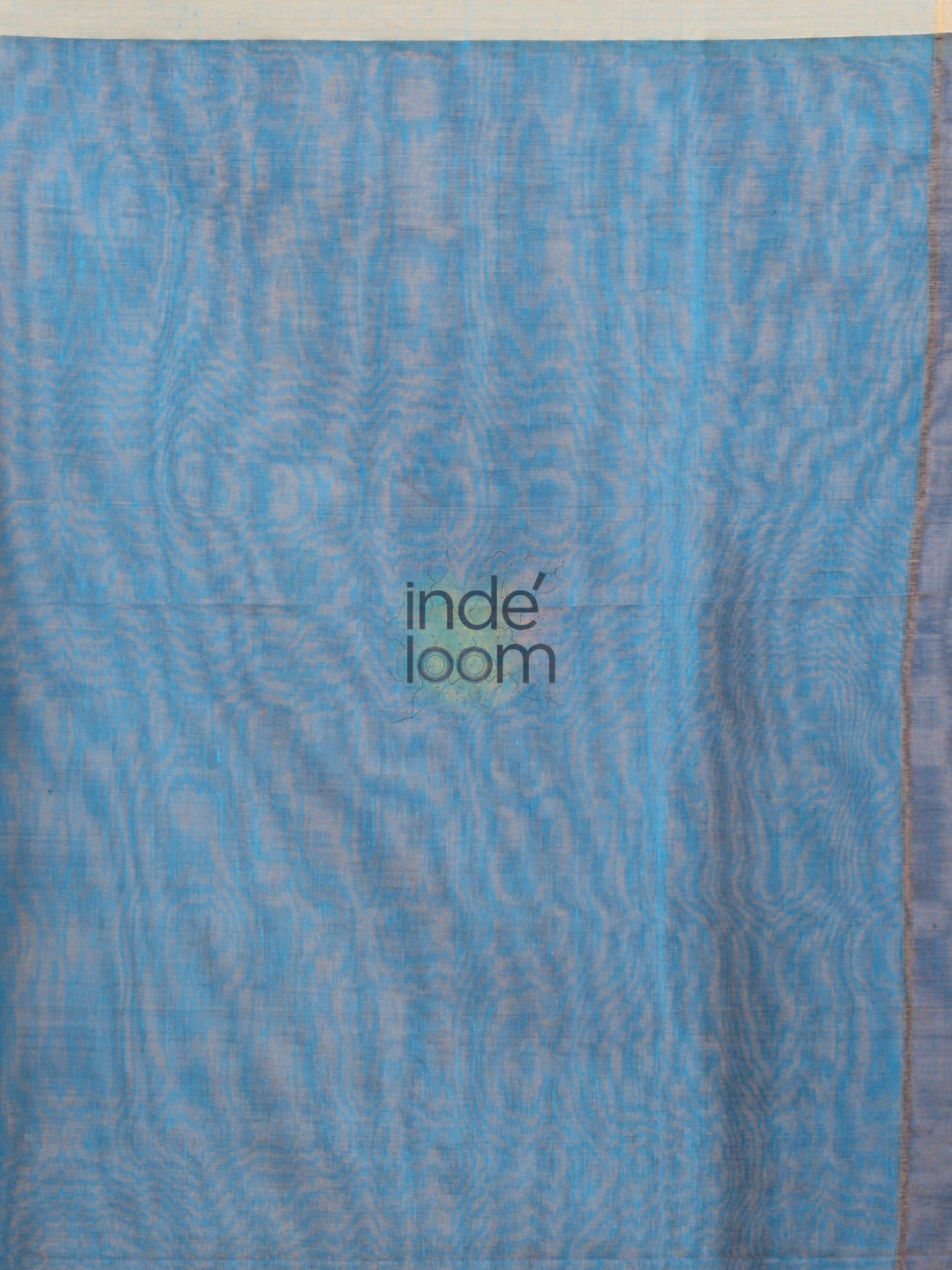 Silk Jamdani Saree With Navy Blue- 153