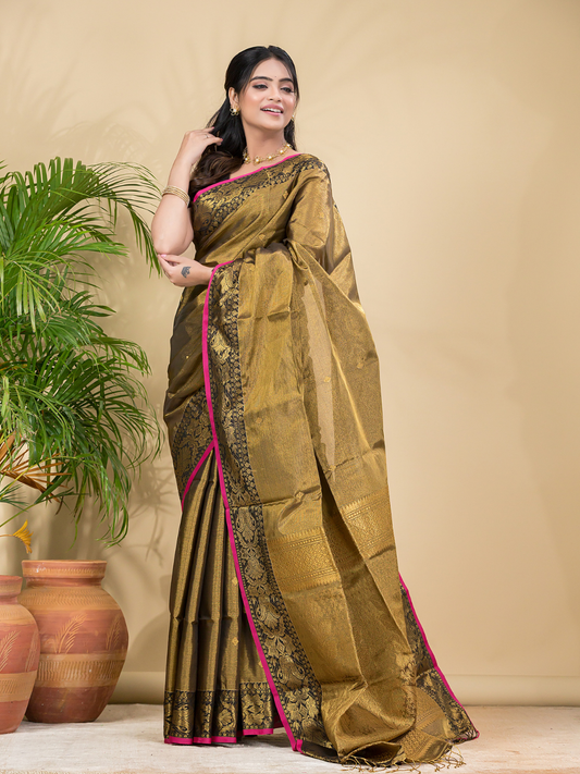 Tissue Silk With Shaded Golden Brown - 035