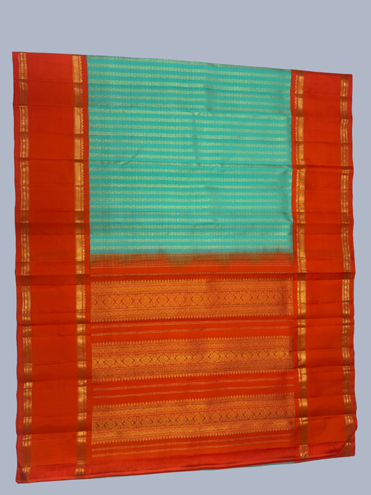 Pure Handwoven Gadwal Silk Saree With Mint Green - 018