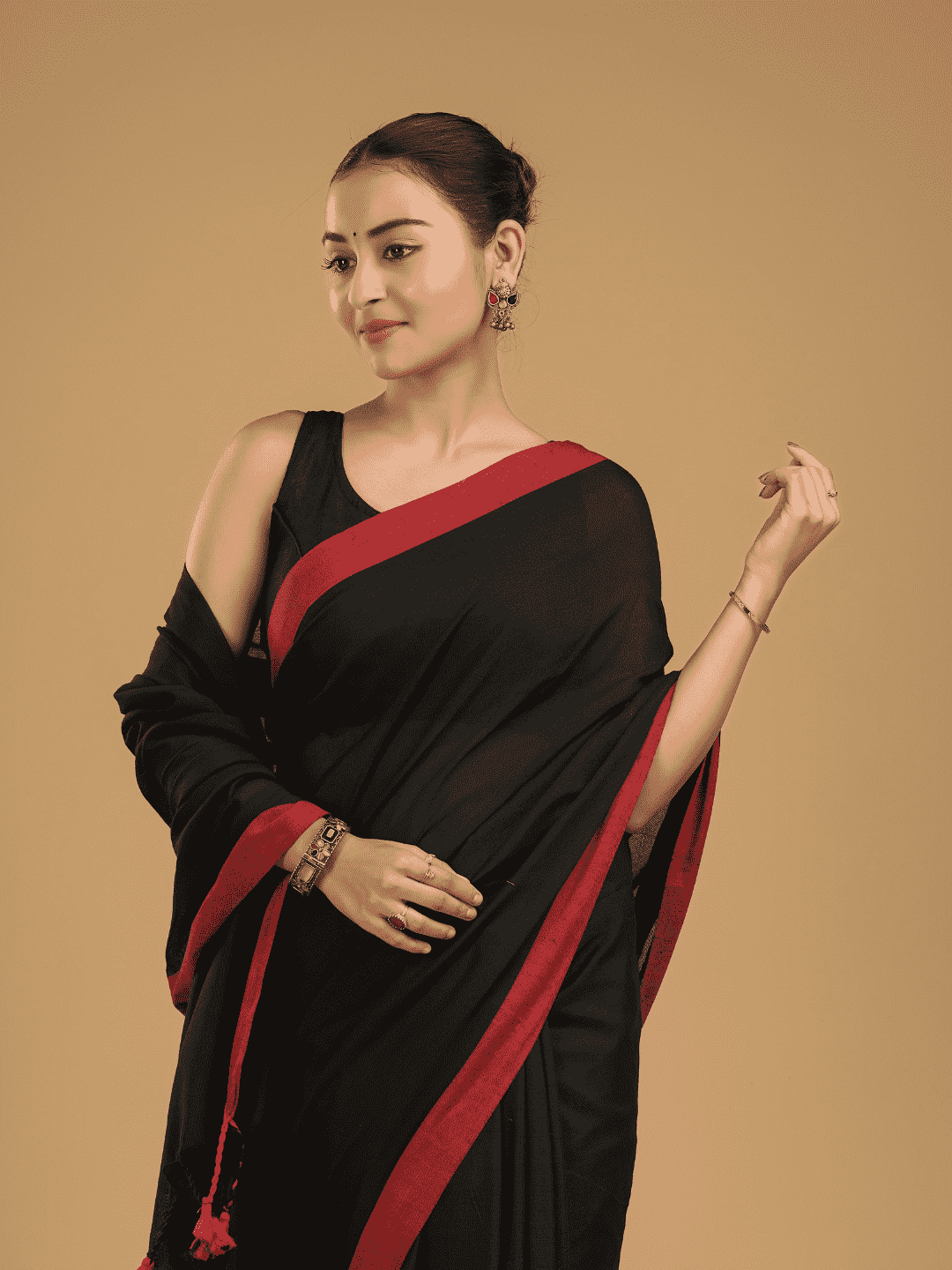 True Black Jamdani Saree - 045
