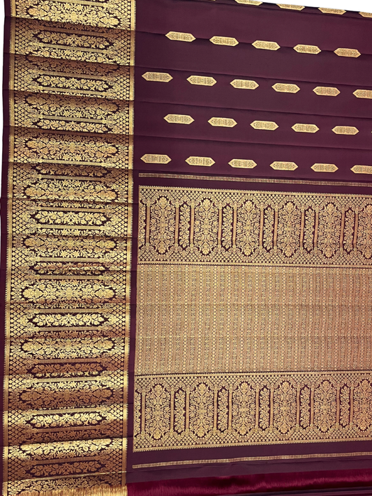 Handwoven Pure Gadwal Silk Saree | Wine Red