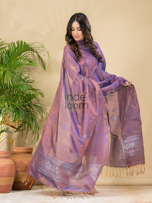 Lavender Plum | Handloom Jamdani Linen Unstitched 2-Piece Kurti