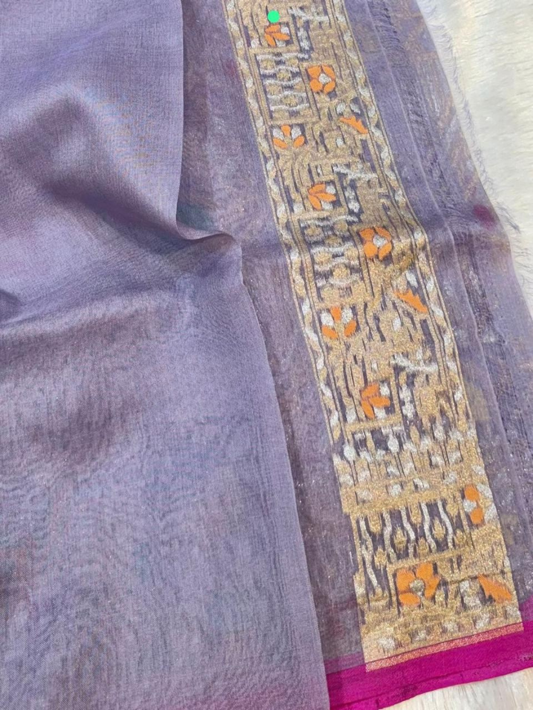 Pure Banarasi Exclusive Ektara Kora JAMDANI Tilfi saree | Lavender Grey