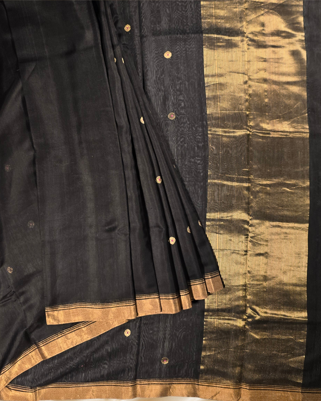 Handloom Chanderi Silk Cotton Saree | rich black