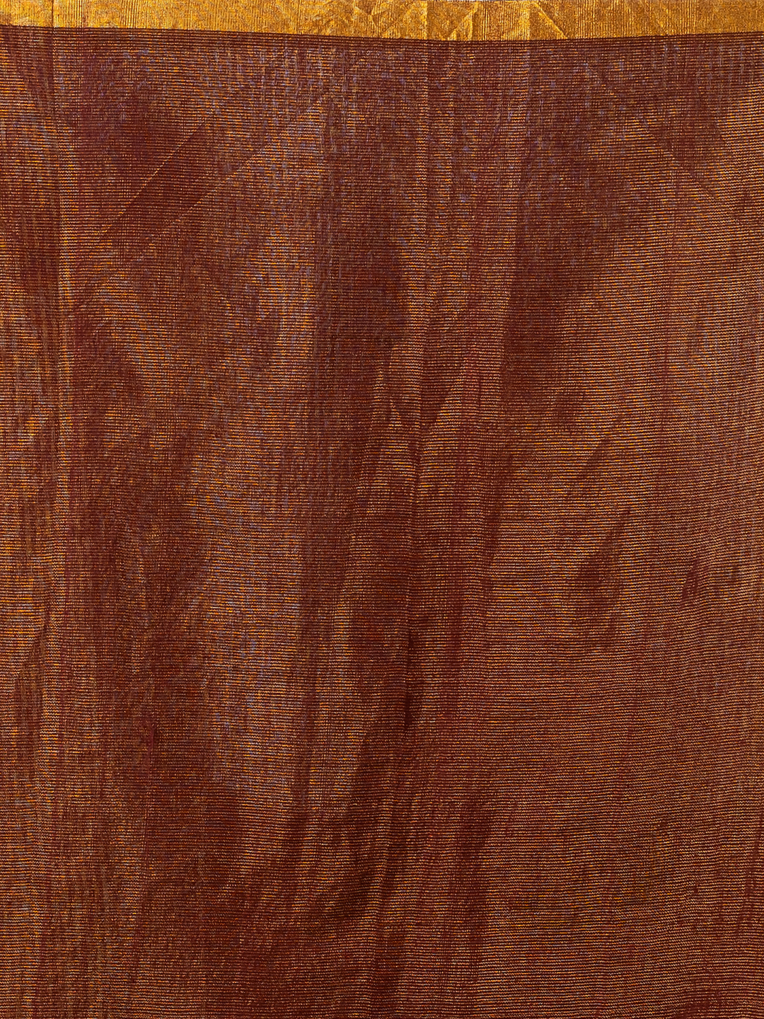 Handwoven Jamdani Silk Tissue Linen Saree | Copper Brown