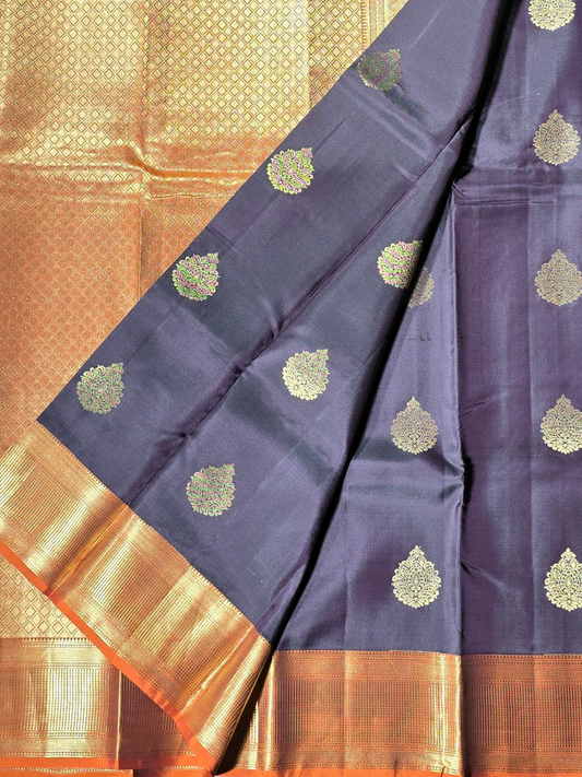 Traditional Kanjivaram Semi Silk Sarees | Dark Navy